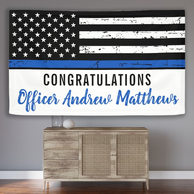Thin Blue Line Police Graduation Law Enforcement Banner (Creator Uploaded)