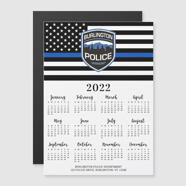 Thin Blue Line Police Logo 12 Month 2022 Calendar (Front/Back)