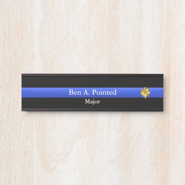 Thin Blue Line - Police Major Rank  Door Sign (Front)
