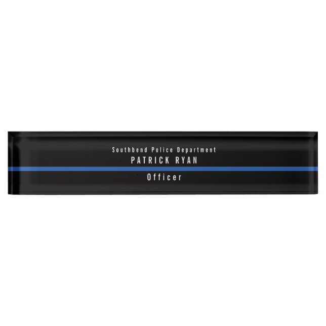 Thin Blue Line Police Modern Monogram Nameplate (Front)