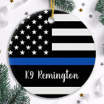 Thin Blue Line - Police Officer - American Flag Ceramic Tree Decoration<br><div class="desc">Introducing our Thin Blue Line Flag police ornament, the perfect addition to your holiday decor and a thoughtful gift for any law enforcement officer in your life. This American flag-inspired ornament features a bold blue line that pays tribute to the brave men and women who serve and protect our communities...</div>