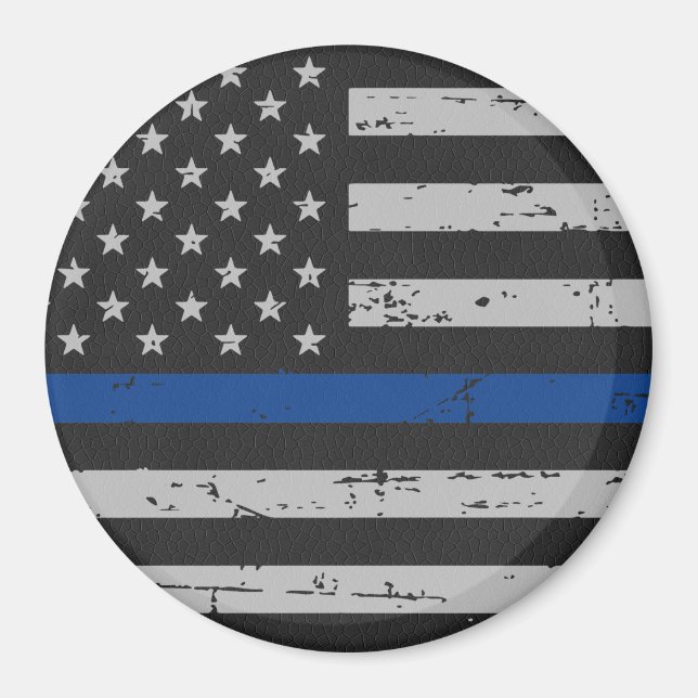 Thin Blue Line - Police Officer - American Flag Magnet (Front)