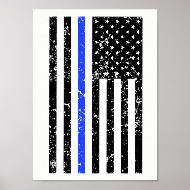 Thin Blue Line - Police Officer - Flag Poster (Front)