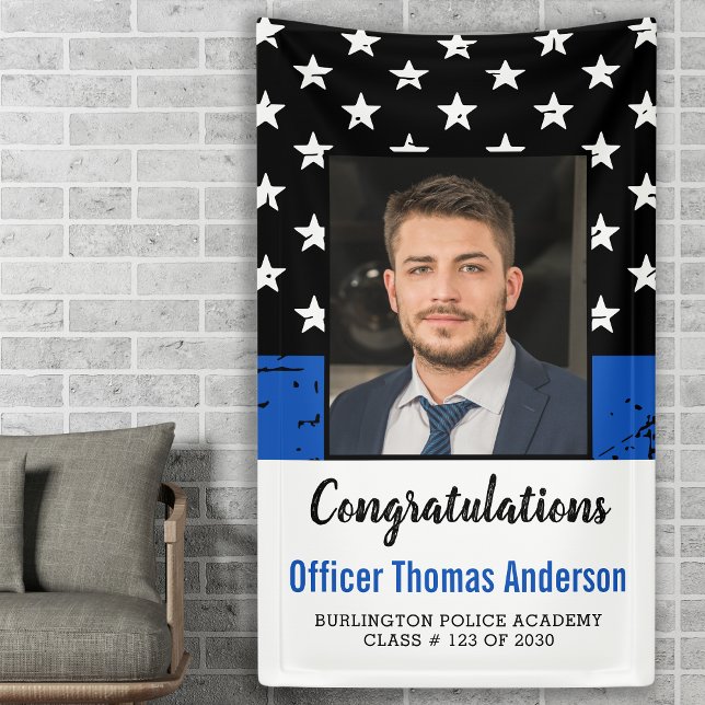 Thin Blue Line Police Officer Graduation Party Banner (Creator Uploaded)