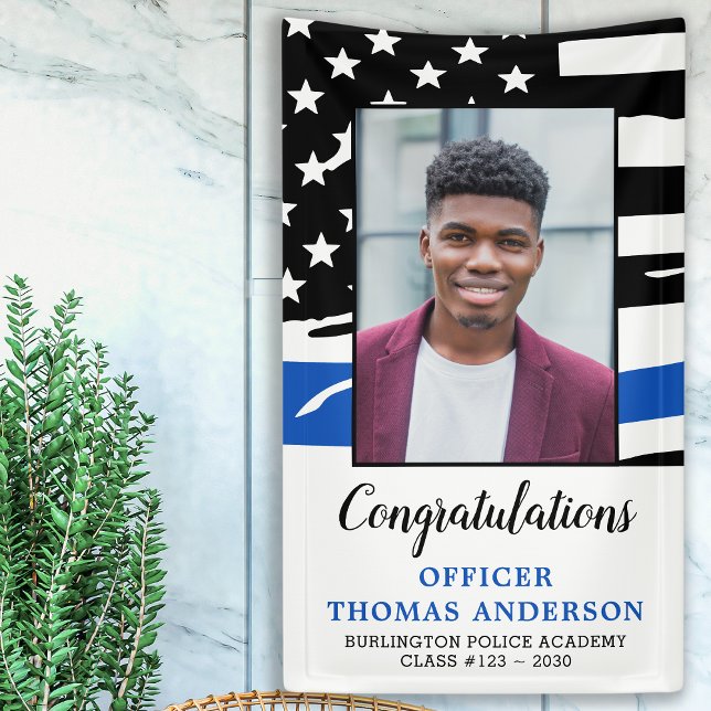 Thin Blue Line Police Officer Graduation Party Banner (Creator Uploaded)