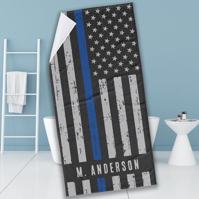 Thin Blue Line - Police Officer - K9 Police Dog Bath Towel (Creator Uploaded)