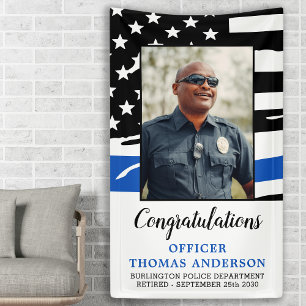 Thin Blue Line Police Officer Retirement Party Banner
