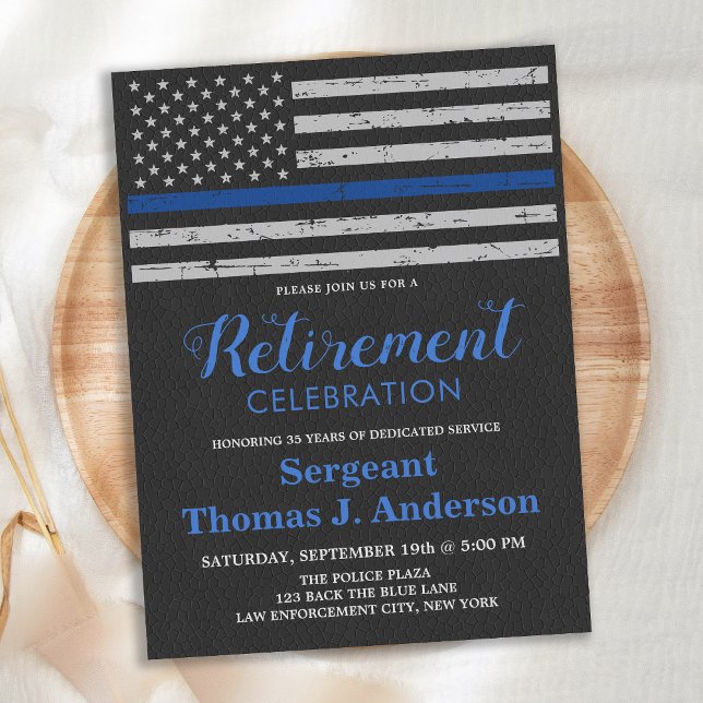Thin Blue Line Police Officer Retirement Party Postcard (Creator Uploaded)