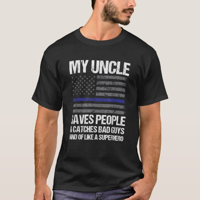 Thin Blue Line Police Officer Uncle T Shirt (Front)