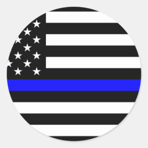 Thin Blue Line Police Officers Memorial Flag Classic Round Sticker