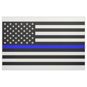 Thin Blue Line Police Officers Memorial Flag Fabric