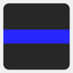 Thin Blue Line Police Officers Memorial Flag Square Sticker