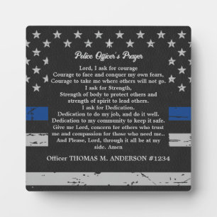 Thin Blue Line Police Officer's Prayer Plaque
