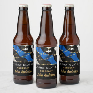 Thin Blue Line Police Party Officer Retirement Beer Bottle Label