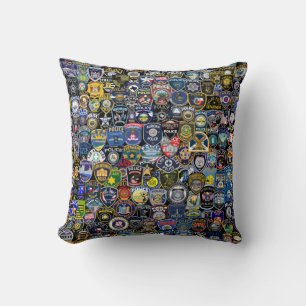 Thin Blue Line Police Patch Collection Cushion