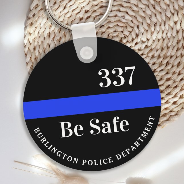Thin Blue Line Police Personalised Badge Number Key Ring (Creator Uploaded)