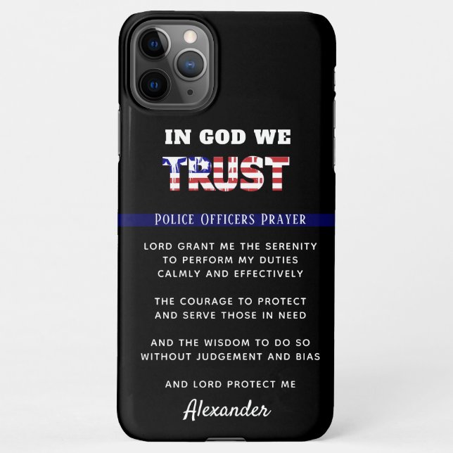 Thin Blue Line Police Prayer PERSONALIZED Budget iPhone Case (Back)