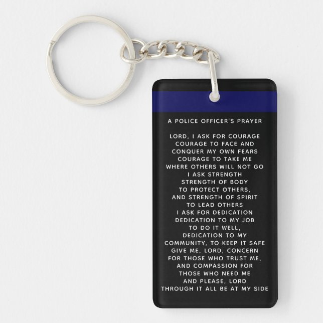 Thin Blue Line Police PRAYER US Law Enforcement Key Ring (Front)