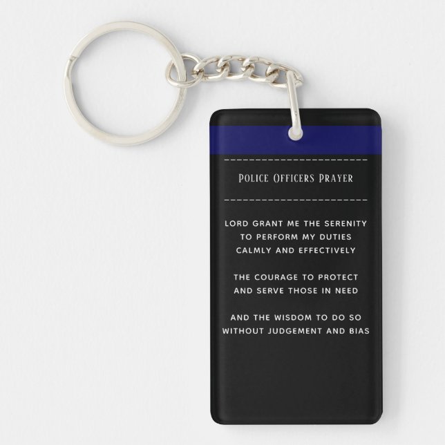 Thin Blue Line Police PRAYER US Law Enforcement Key Ring (Front)