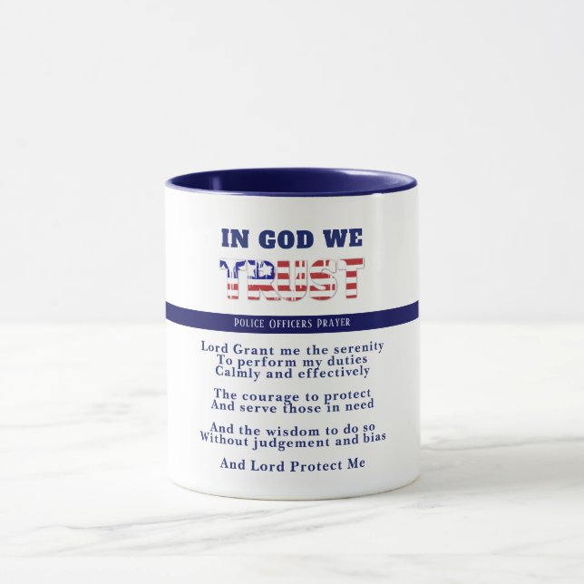 Thin Blue Line Police PRAYER US Law Enforcement Mug (Center)