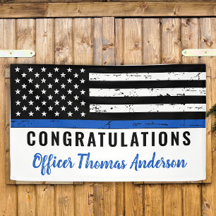 Thin Blue Line Police Retirement Congratulations Banner