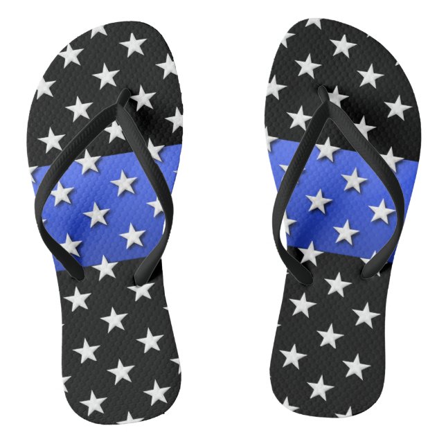 Thin Blue Line Police Stars and Stripes Thongs (Footbed)