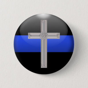 Thin Blue Line Prayer For Safety 6 Cm Round Badge