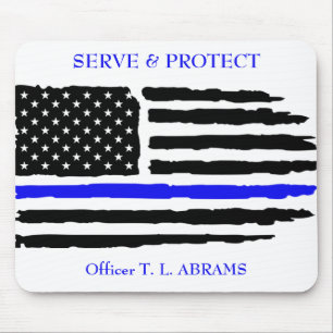 Thin Blue Line Protect and Serve Mouse Pad