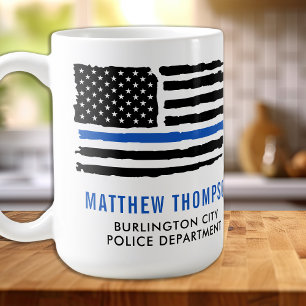 Thin Blue Line Protect & Serve Police Officer Coffee Mug