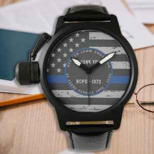 Thin Blue Line - Retirement Gift Thank You Police Watch