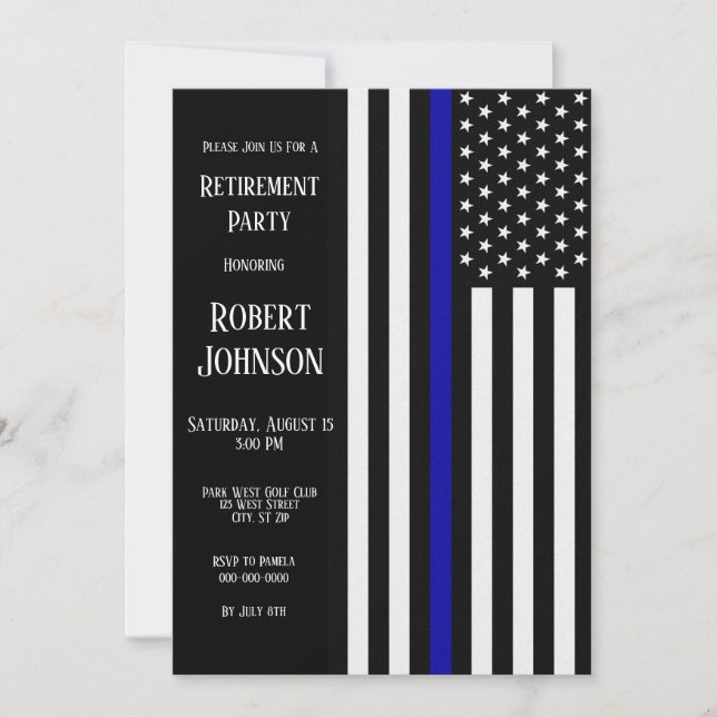 Thin Blue Line Retirement Invitation (Front)