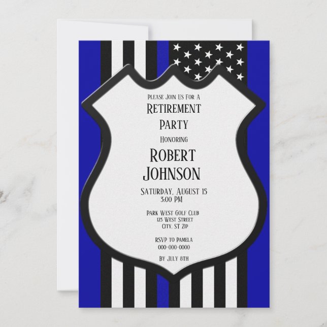 Thin Blue Line Retirement Invitation (Front)