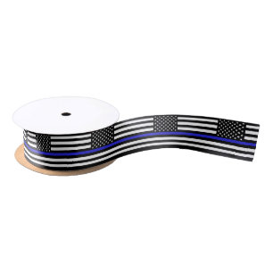 Thin Blue Line ribbon, American Flag police / USA Satin Ribbon