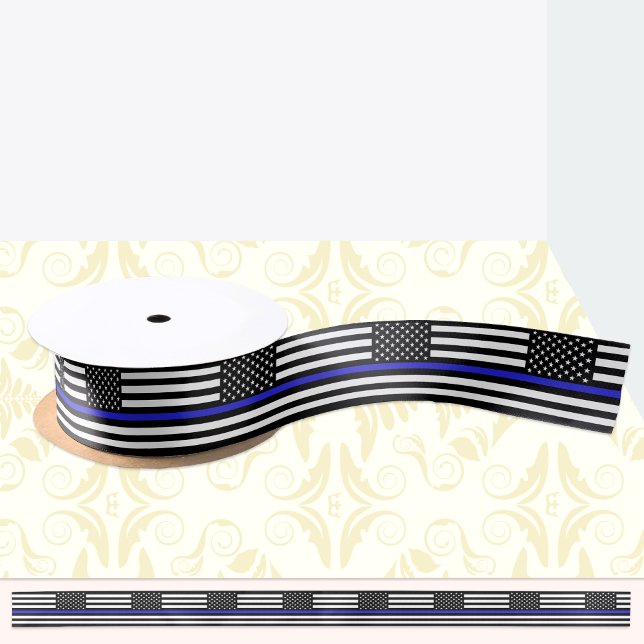 Thin Blue Line ribbon, American Flag police / USA Satin Ribbon (Creator Uploaded)