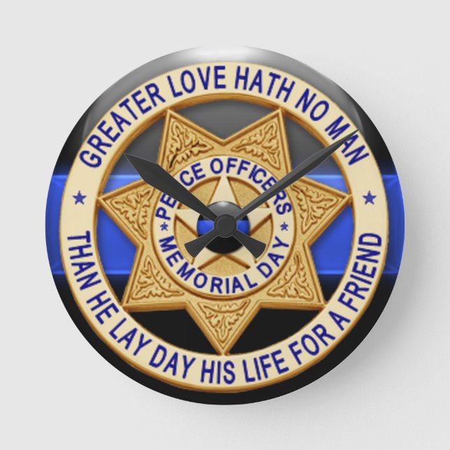 Thin Blue Line Round Clock (Front)