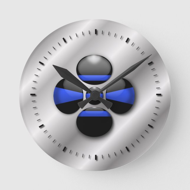 Thin Blue Line Round Clock (Front)