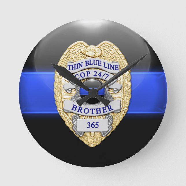 Thin Blue Line Round Clock (Front)