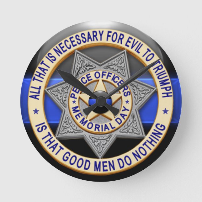 Thin Blue Line Round Clock (Front)