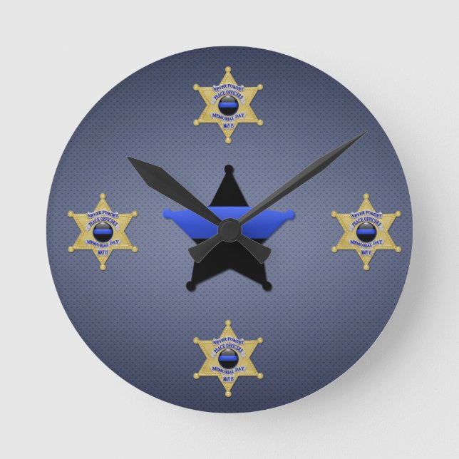 Thin Blue Line Round Clock (Front)