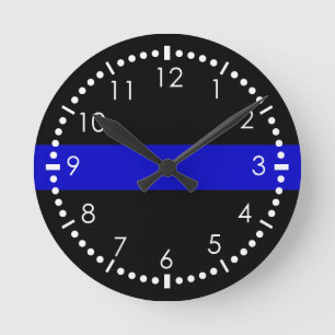 Thin Blue Line Round Clock