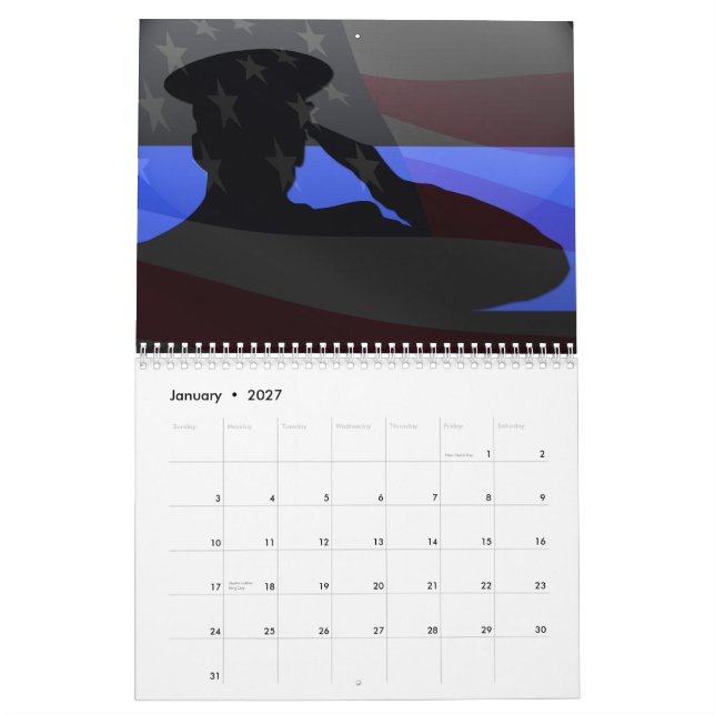 Thin Blue Line Salute Calendar (Jan 2027)