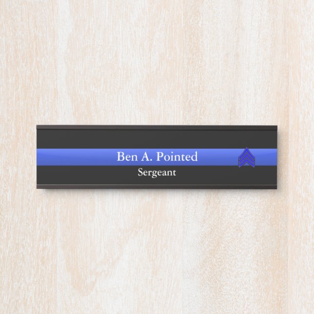 Thin Blue Line - Sergeant Stripes Rank  Door Sign (Front)