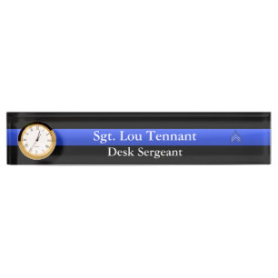 Thin Blue Line - Sergeant Stripes Rank Nameplate