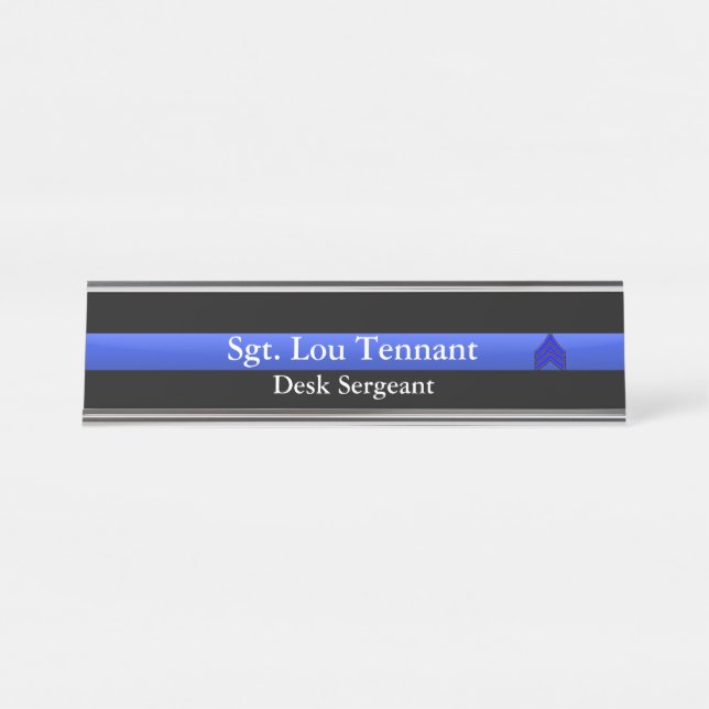 Thin Blue Line - Sergeant Stripes Rank Nameplate (Front)