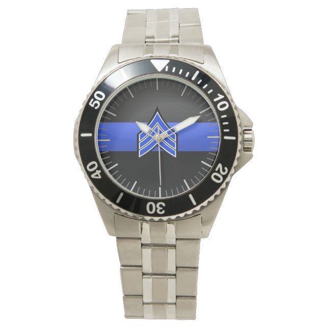 Thin Blue Line - Sergeant Stripes Watch (Front)