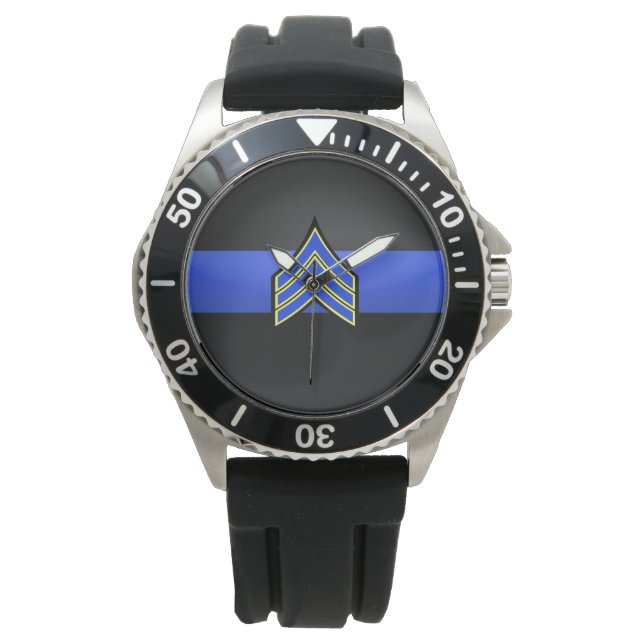 Thin Blue Line - Sergeant Stripes Watch (Front)