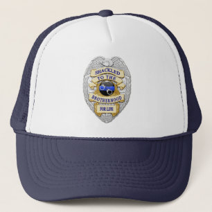 Thin Blue Line - Shackled to the Brotherhood Badge Trucker Hat