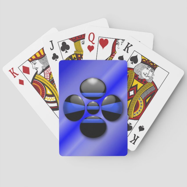 Thin Blue Line Shamrock Button Playing Cards (Back)