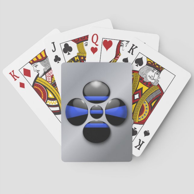 Thin Blue Line Shamrock Button Playing Cards (Back)
