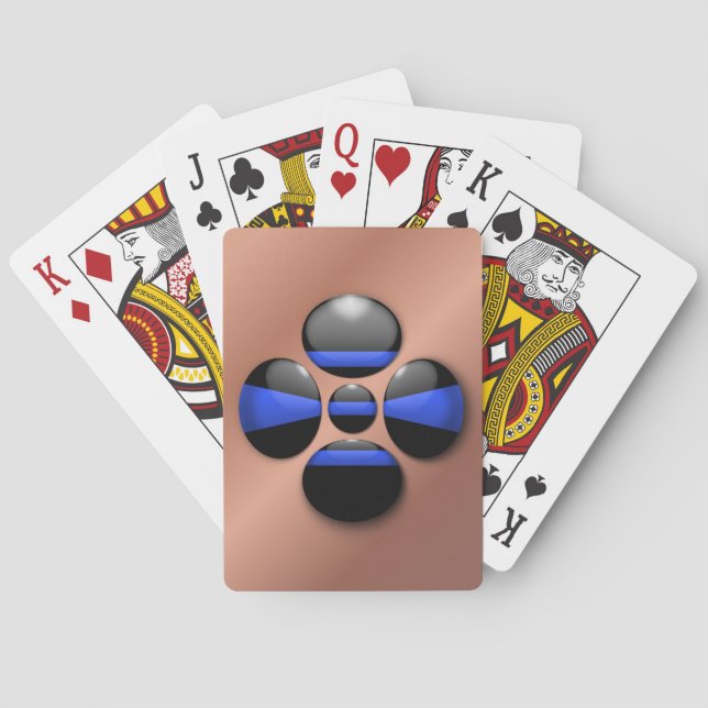 Thin Blue Line Shamrock Button Playing Cards (Back)